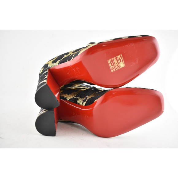 Christian Louboutin Lady See 100 Black Gold Lurex Feline Heel Ankle Bootie 35 - Picture 10 of 10